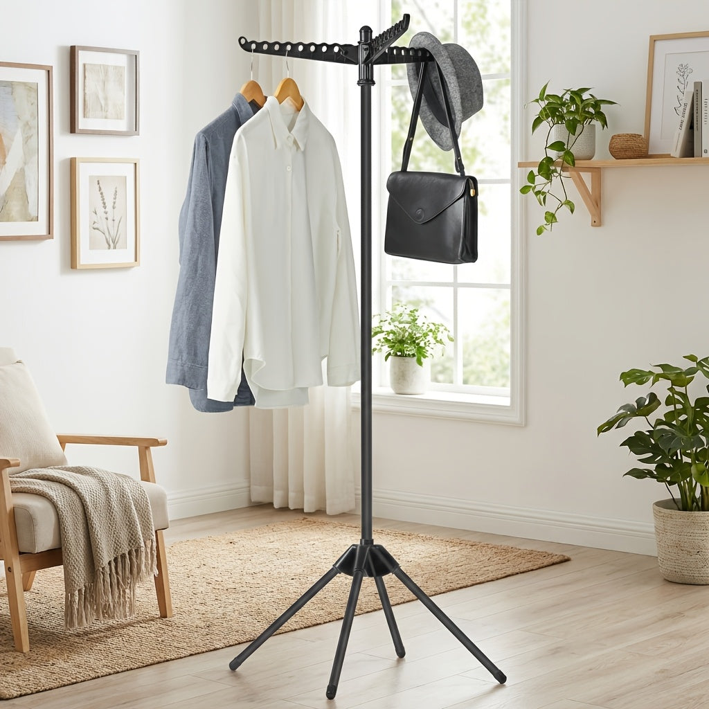Clothes Drying Rack, 59-Inch Folding Laundry Drying Rack with 3 Rotatable Arms for Hangers, 4 Legs, Stainless Steel, for 27pcs Of Clothes, Drying Racks