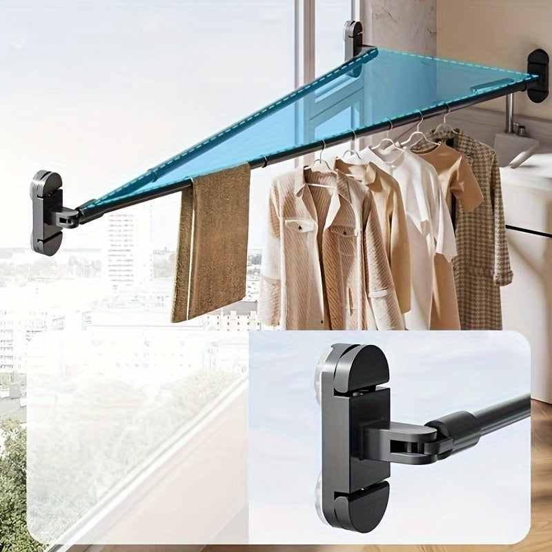 1pc Foldable Telescopic Clothes Drying Rack - Multifunctional and Simple Clothes Drying Pole, Suitable for Balcony and Windowsill, Ideal for Drying Quilts, Towels, and Clothes, Drying Racks