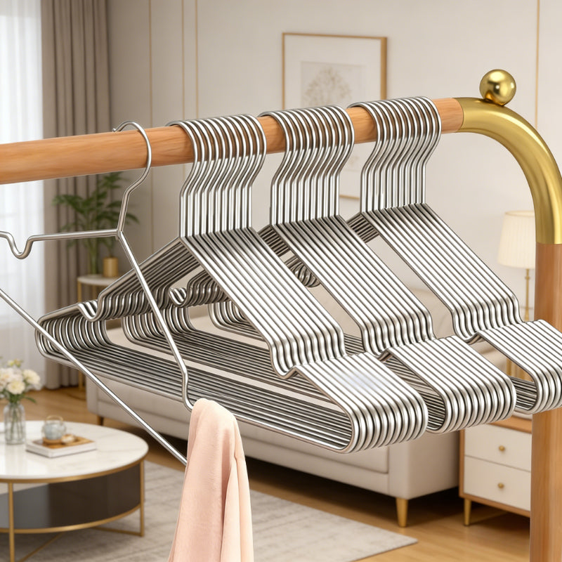 20pcs Space-Saving Slim Metal Hangers, Drying Racks, Silver Stainless Steel with Non-Slip Grip, Suitable for Hanging Everyday Outfits & Business Attire in Small Closets & Entryways, Drying Racks