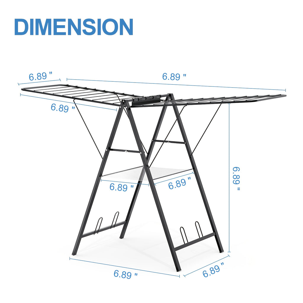 Clothes Drying Rack Foldable, Metal Laundry Drying Rack Collapsible, Portable Compact Clothes Rack For Sweater Clothes Towel Indoor & Outdoor, Height Adjustable Clothes Airer, Grey, Drying Racks