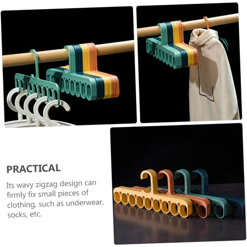 6pcs Heavy-Duty Plastic Magic Hangers with 9-Hook Arms - Space-Saving Stackable Wardrobe Organizer Suitable for Shirts, Dresses, Scarves, Belts, Multi-Hook Closet Storage for Hanging Clothes, No Tools Needed, Compatible for White\u002FGrey\u002FDark Brown