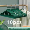 10-Pack Metal Clothes Hangers with Non-Slip Dip Plastic Coating, Thickened Adult Hangers for Household Drying and Storage - Traceless Shoulder Design