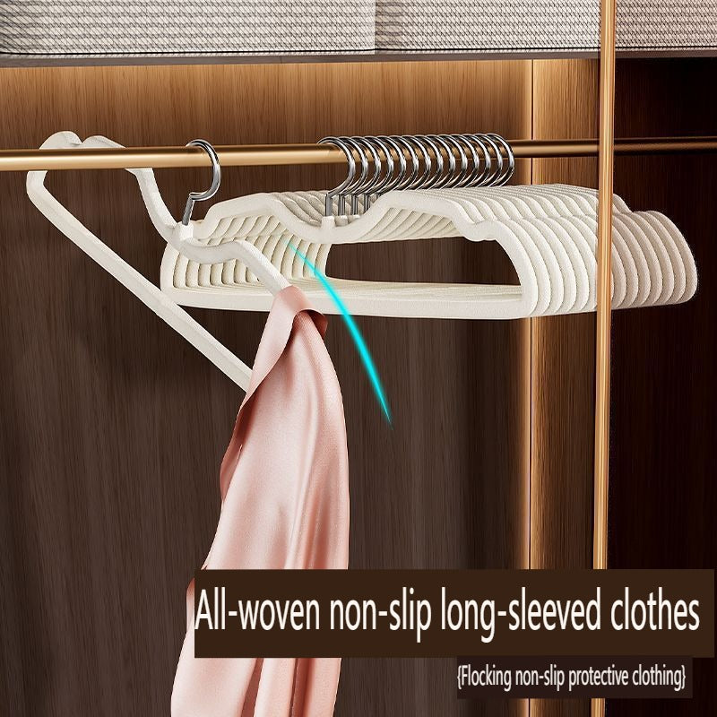 Flocked Short-neck Hanger, Space-saving Short-style Hanger for Home Use, Drying Rack, Plastic Clothes Hanger