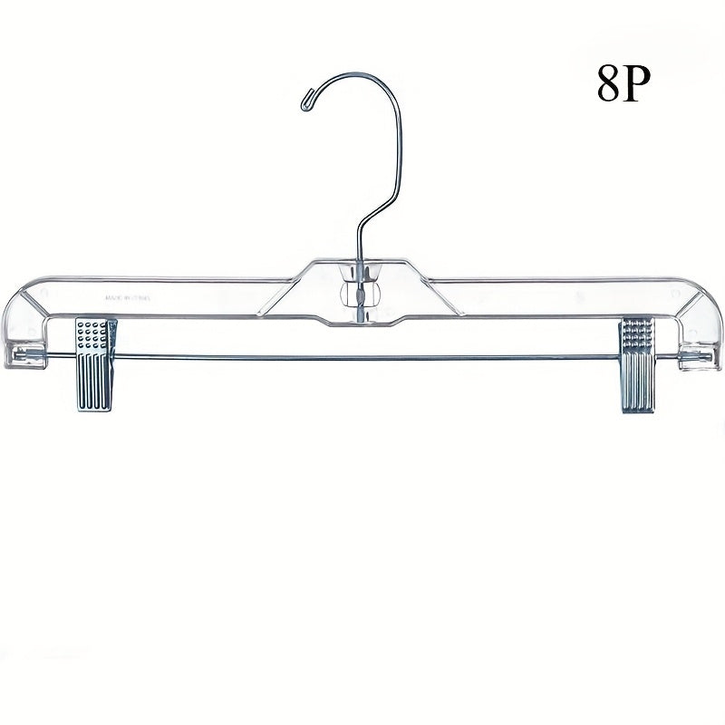 Transparent Plastic Skirt Hanger with Adjustable Clip, 360-degree Rotation, Dimensions 6 Inches × 14 Inches. Clip-on Hook Suitable for Trousers, Dress Pants, Jeans, and Skirts, Keeping Your Wardrobe Neat and Organized at All Times