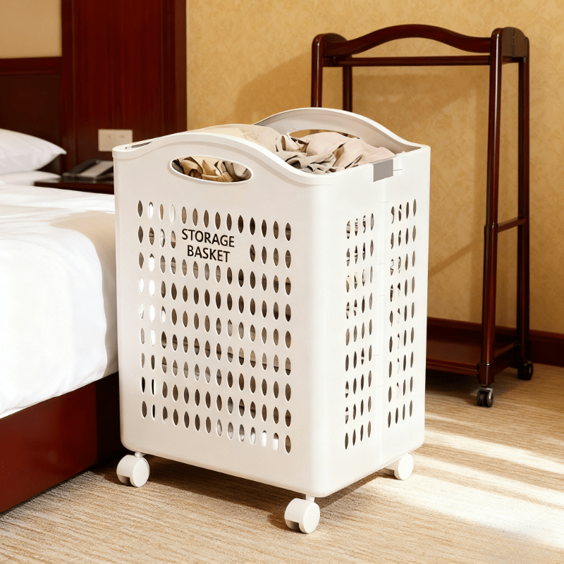 A Large Capacity Collapsible Laundry Basket with Sturdy Legs And a Durable Rectangular Storage Design, Featuring Multiple Compartments for Storing Clothes, Bedding, And Towels - Space-Saving, Ideal for Home, Dorms, Laundry Baskets