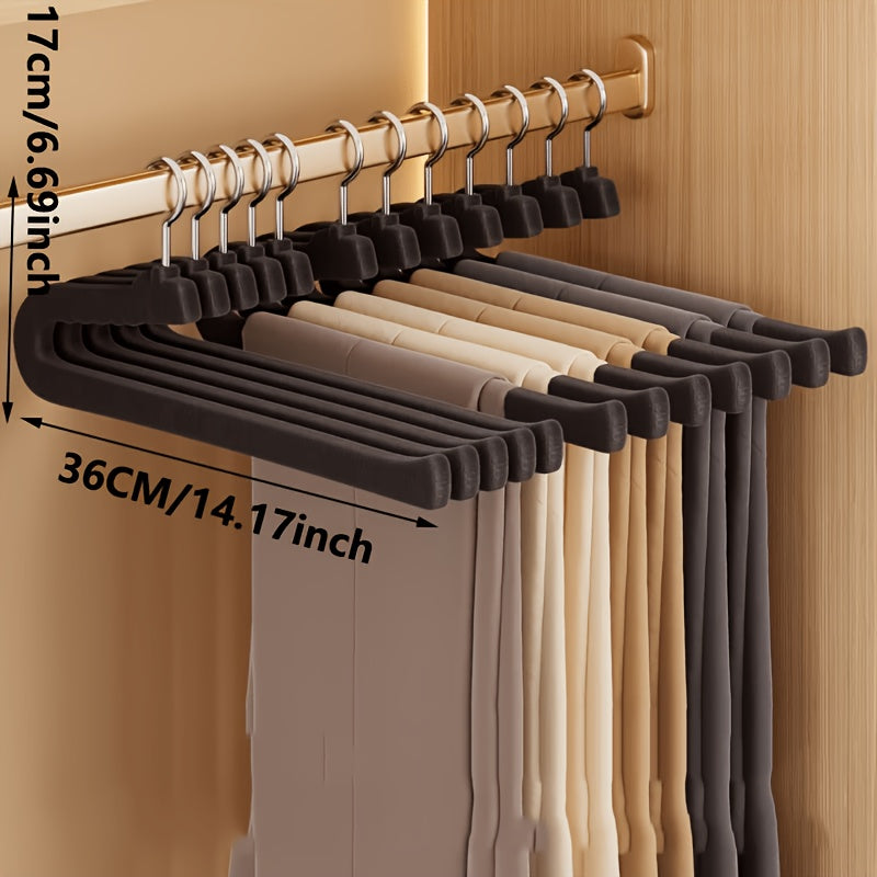 16\u002F32pcs Flocked Goose-Shaped Pants Hangers, Suitable for Dormitory, Home and School. Made of Flocking Material, Non-Slip Traceless, Z-shaped Structure Designed for Wardrobe Pant Storage, Ideal for Bedroom Use