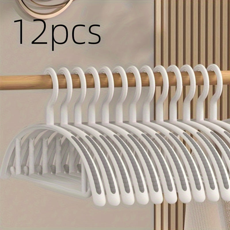 12\u002F24 Hangers Plastic Clothes Dryer Home Hanging Clothes Traceless Semi-Circular Hanger Suitable for Clothes, Wardrobe, Jackets and Shirts, Bedroom, Wardrobe, Closet, Home, Dormitory Home Storage Organizer