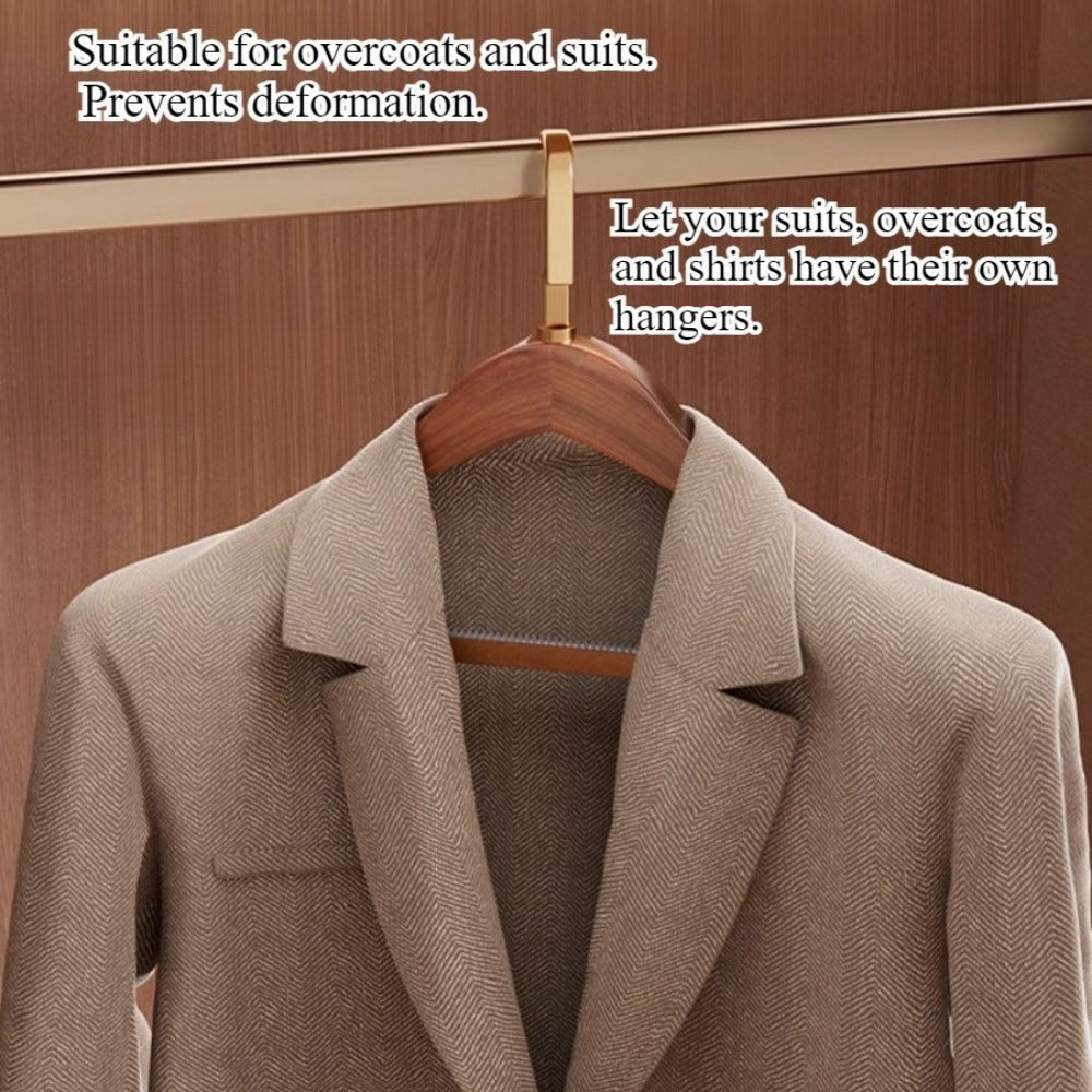 Two Thickened And Widened Solid Wood Hangers, Featuring Wide Shoulders And a Non-Slip Design to Prevent Bulging, Specifically Designed for Suits And Coats in Homes And Hotels