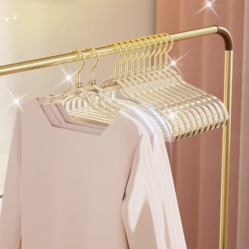 10pcs Acrylic Transparent Clothes Hanger, Non Marking and Anti Slip Clothes Hanger