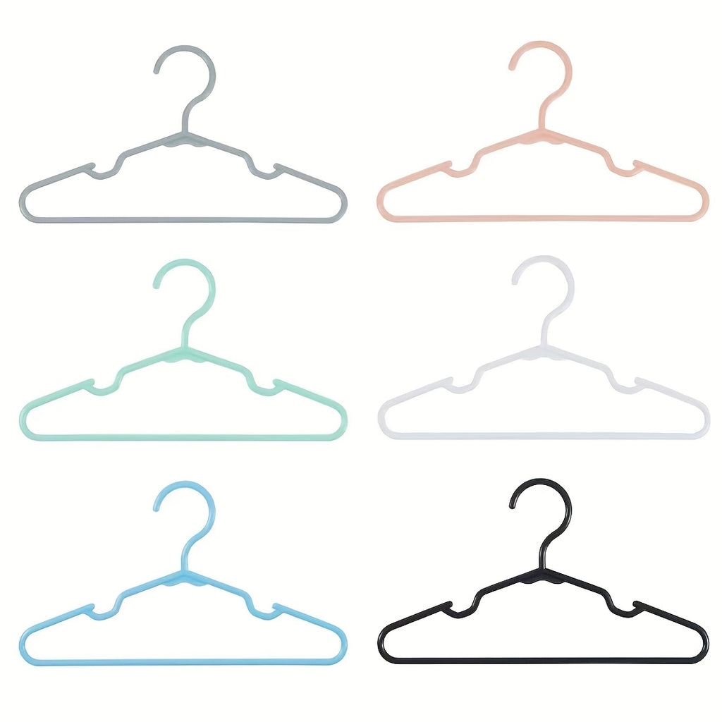 10pcs Large Capacity Hard Plastic Hangers - Ergonomic Curved Design, Multi-Color Options (Gray, Pink, Green, White, Blue) for Shirts, Dresses & Clothing Storage