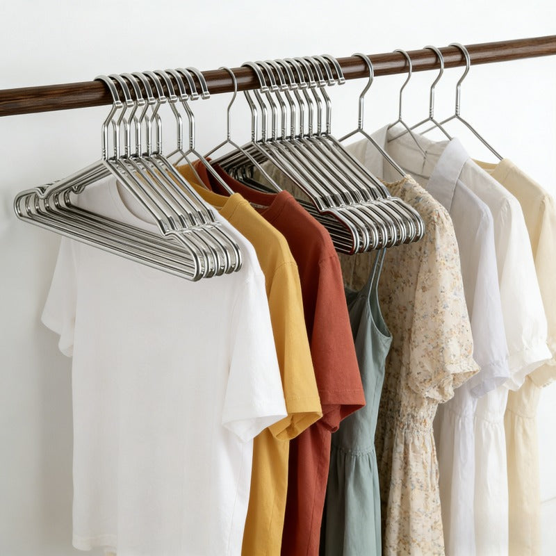 20pcs Space-Saving Slim Metal Hangers, Drying Racks, Silver Stainless Steel with Non-Slip Grip, Suitable for Hanging Everyday Outfits & Business Attire in Small Closets & Entryways, Drying Racks