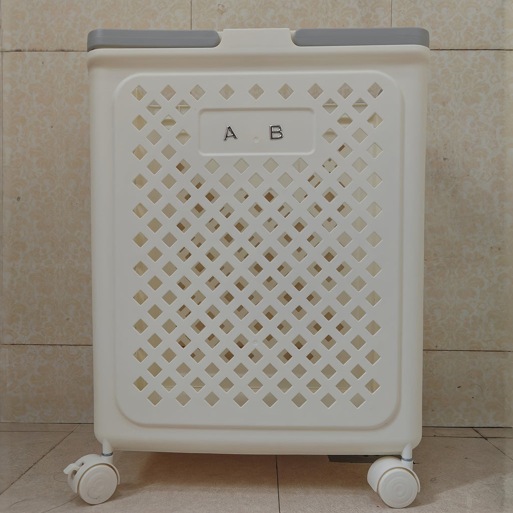 1pc Large Capacity Trolley Breathable Laundry Basket - Portable Foldable Storage Basket - Hygienic, Separable and Classifiable Dirty Clothes Basket, Convenient for Home Bathroom Organization, Laundry Baskets