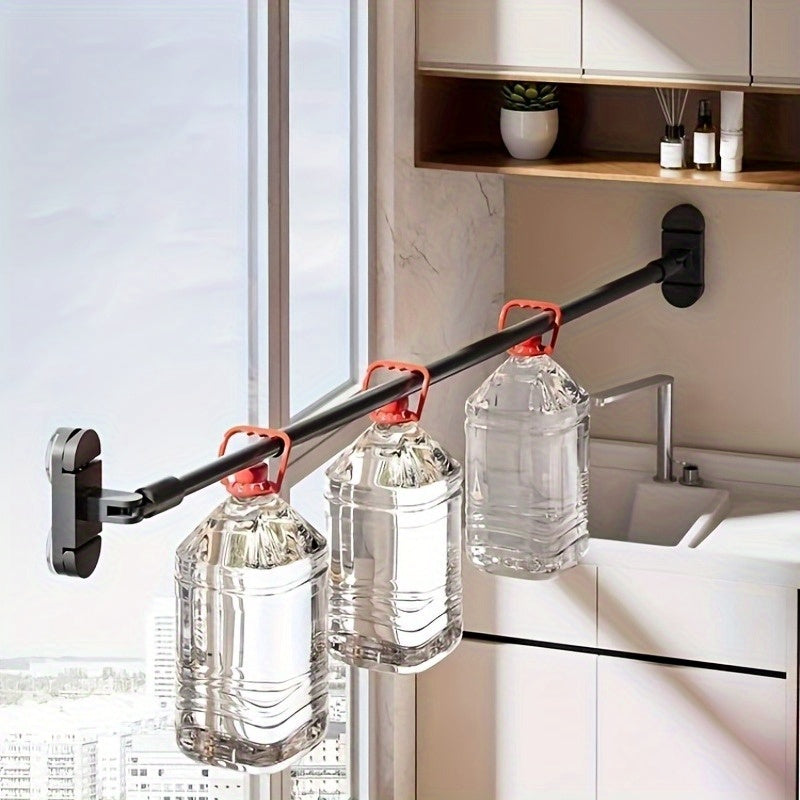 1pc Foldable Telescopic Clothes Drying Rack - Multifunctional and Simple Clothes Drying Pole, Suitable for Balcony and Windowsill, Ideal for Drying Quilts, Towels, and Clothes, Drying Racks