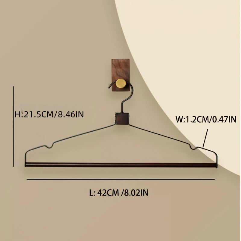 5pcs Nordic Style Beech Wood Clothes Hangers with Polished Metal Hooks - Thickened, Durable Wardrobe Support for Fashionable Home Storage