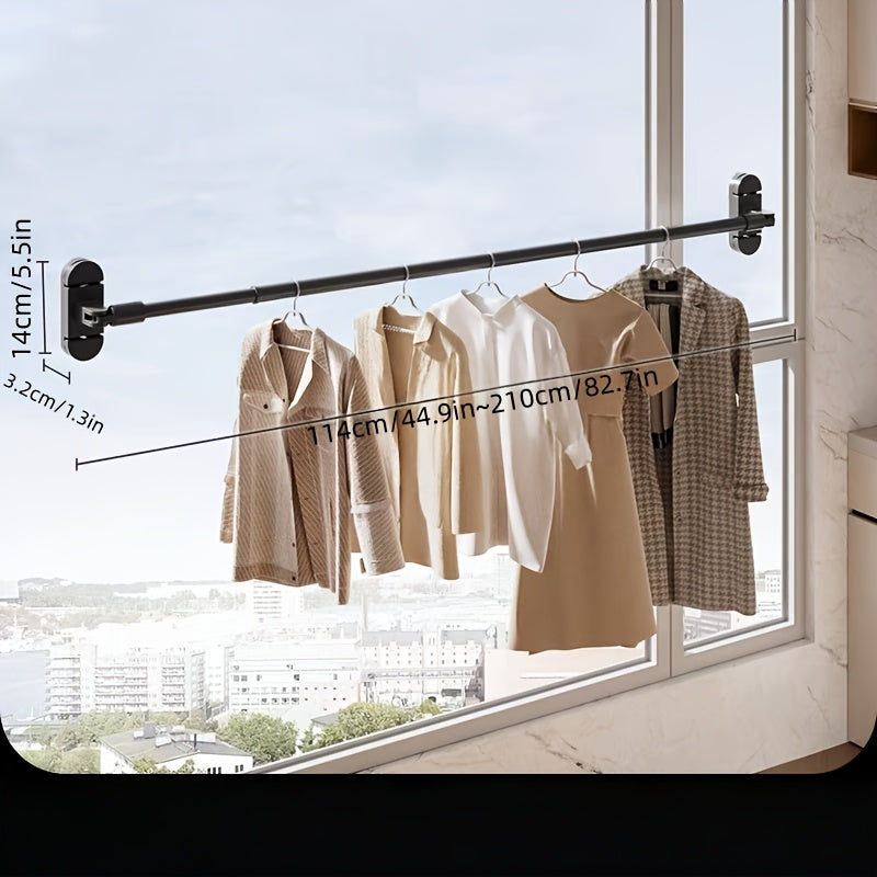 1pc Foldable Telescopic Clothes Drying Rack - Multifunctional and Simple Clothes Drying Pole, Suitable for Balcony and Windowsill, Ideal for Drying Quilts, Towels, and Clothes, Drying Racks