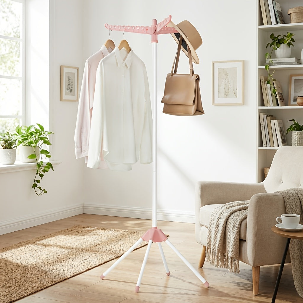 Clothes Drying Rack, 59-Inch Folding Laundry Drying Rack with 3 Rotatable Arms for Hangers, 4 Legs, Stainless Steel, for 27pcs Of Clothes, Drying Racks