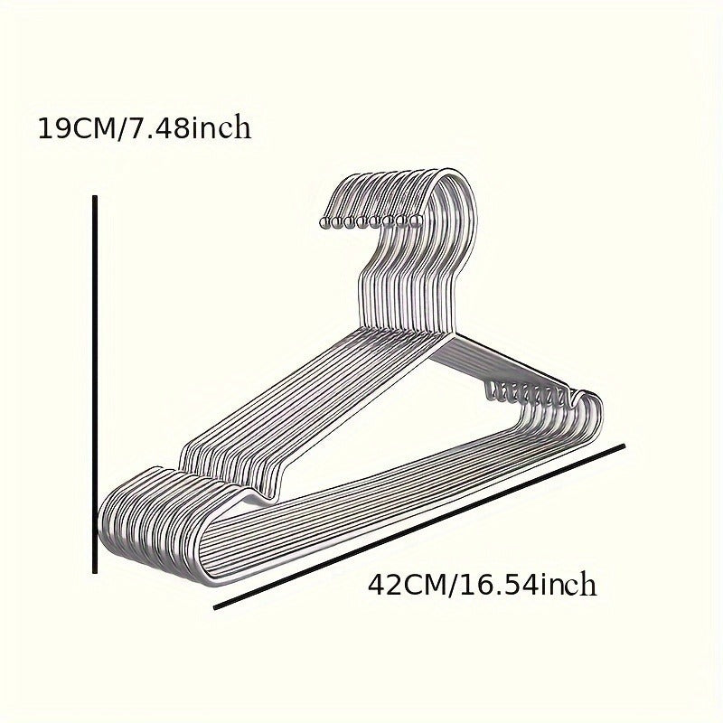 20pcs Space-Saving Slim Metal Hangers, Drying Racks, Silver Stainless Steel with Non-Slip Grip, Suitable for Hanging Everyday Outfits & Business Attire in Small Closets & Entryways, Drying Racks