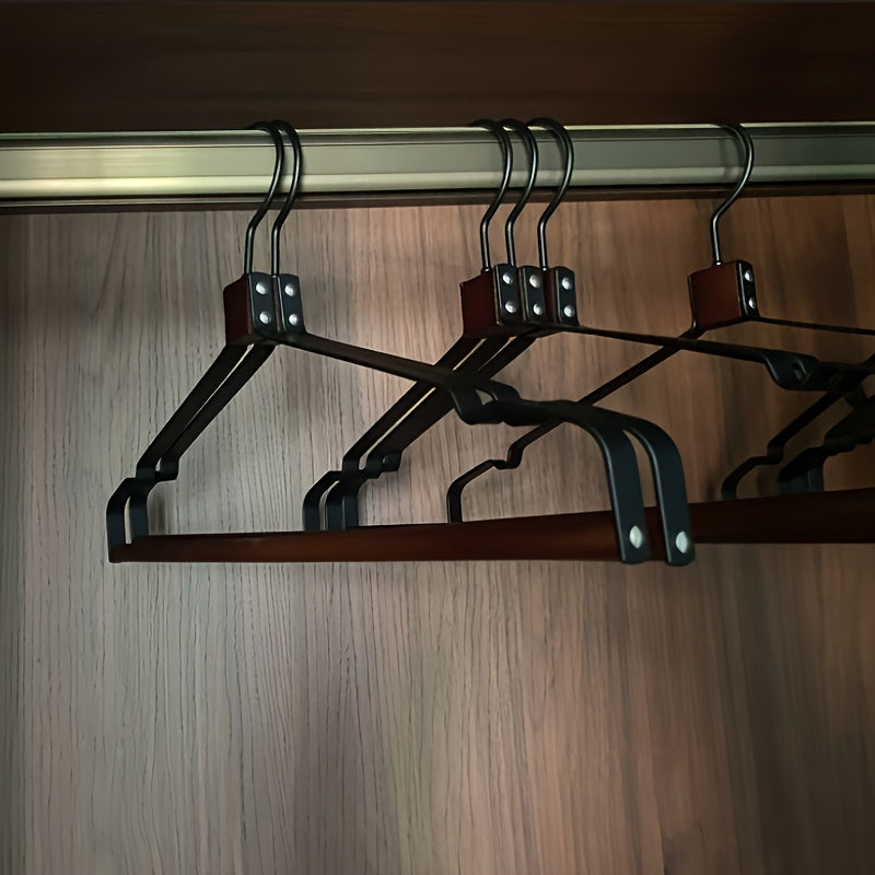 5pcs Nordic Style Beech Wood Clothes Hangers with Polished Metal Hooks - Thickened, Durable Wardrobe Support for Fashionable Home Storage