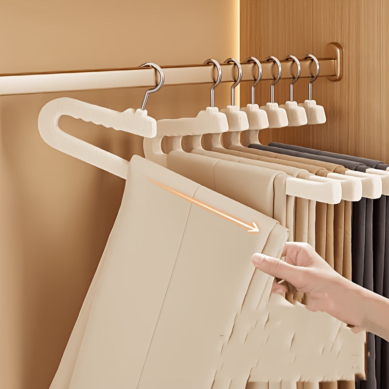 16\u002F32pcs Flocked Goose-Shaped Pants Hangers, Suitable for Dormitory, Home and School. Made of Flocking Material, Non-Slip Traceless, Z-shaped Structure Designed for Wardrobe Pant Storage, Ideal for Bedroom Use