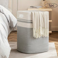 Laundry Hamper 1-2pcs Laundry Hamper - Cube Laundry Basket, Tall Storage Basket with Handles, Decorative Blanket Basket for Living Room, Collapsible Large Toy Basket for Storage, Pillows, Clothes - Grey & Brown & Black, Shelf Baskets