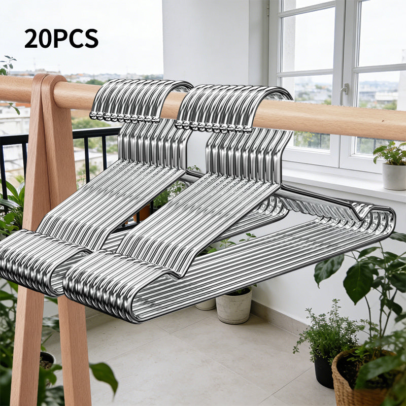 20pcs Space-Saving Slim Metal Hangers, Drying Racks, Silver Stainless Steel with Non-Slip Grip, Suitable for Hanging Everyday Outfits & Business Attire in Small Closets & Entryways, Drying Racks
