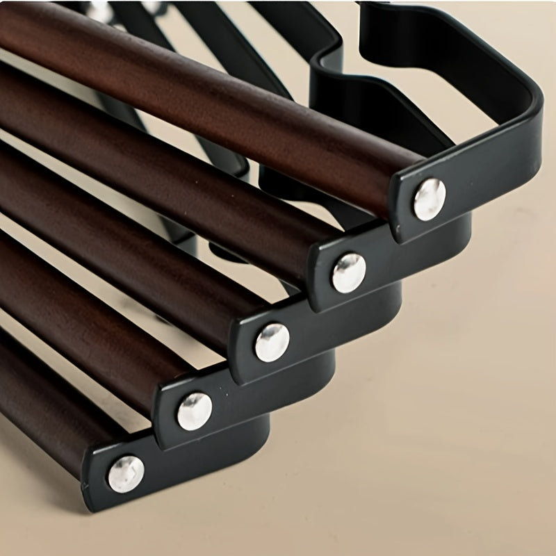 5pcs Nordic Style Beech Wood Clothes Hangers with Polished Metal Hooks - Thickened, Durable Wardrobe Support for Fashionable Home Storage