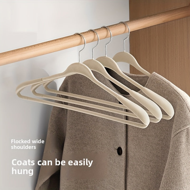 4pcs\u002F8pcs Wide-Shoulder Velvet Hangers for Coats And Suits, Non-Slip And Mark-Free Household Hangers