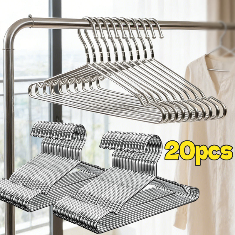 20pcs Space-Saving Slim Metal Hangers, Drying Racks, Silver Stainless Steel with Non-Slip Grip, Suitable for Hanging Everyday Outfits & Business Attire in Small Closets & Entryways, Drying Racks