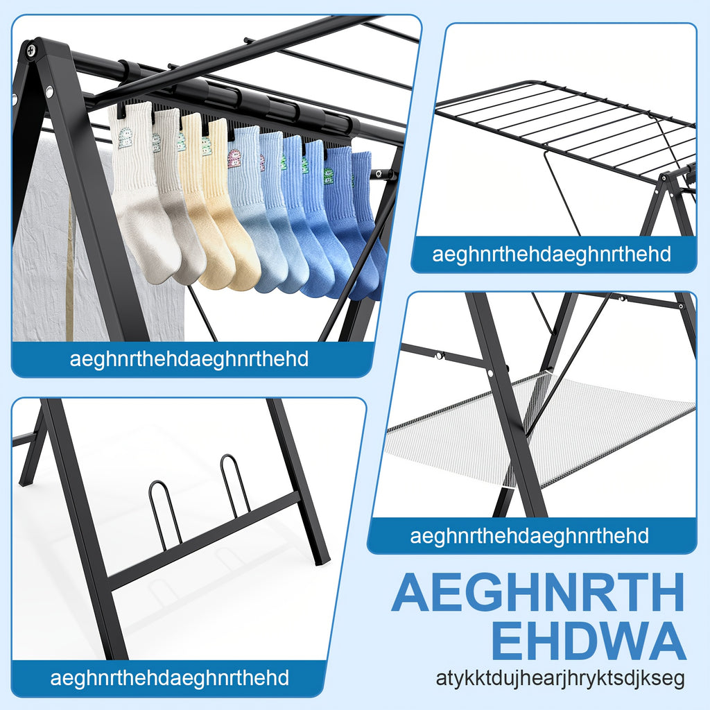 Clothes Drying Rack Foldable, Metal Laundry Drying Rack Collapsible, Portable Compact Clothes Rack For Sweater Clothes Towel Indoor & Outdoor, Height Adjustable Clothes Airer, Grey, Drying Racks