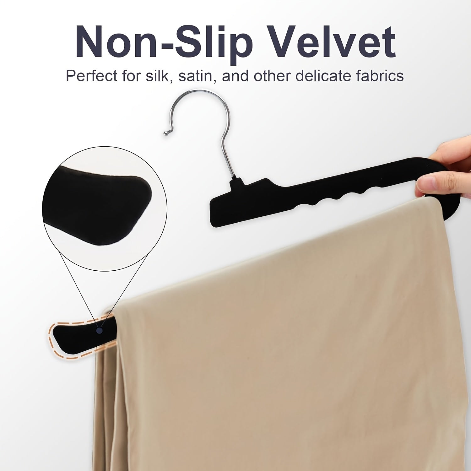 16\u002F32pcs Velvet Trouser Rack, Black Non-slip Felt Slack\u002Ftrouser Rack, Ultra-thin Smooth Heavy Space-saving Wardrobe Hanger with 360 Rotating Hook, Shorts, Jeans, Suit Pants, Towel Vest Hanger.