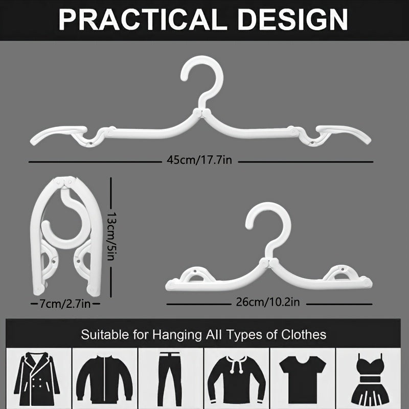 Foldable White Travel Hangers: Thick, Non-Slip Portable Clothes Hangers for Suitcase, Hotel& Home Use- Space Saving Collapsible Laundry Drying Rack