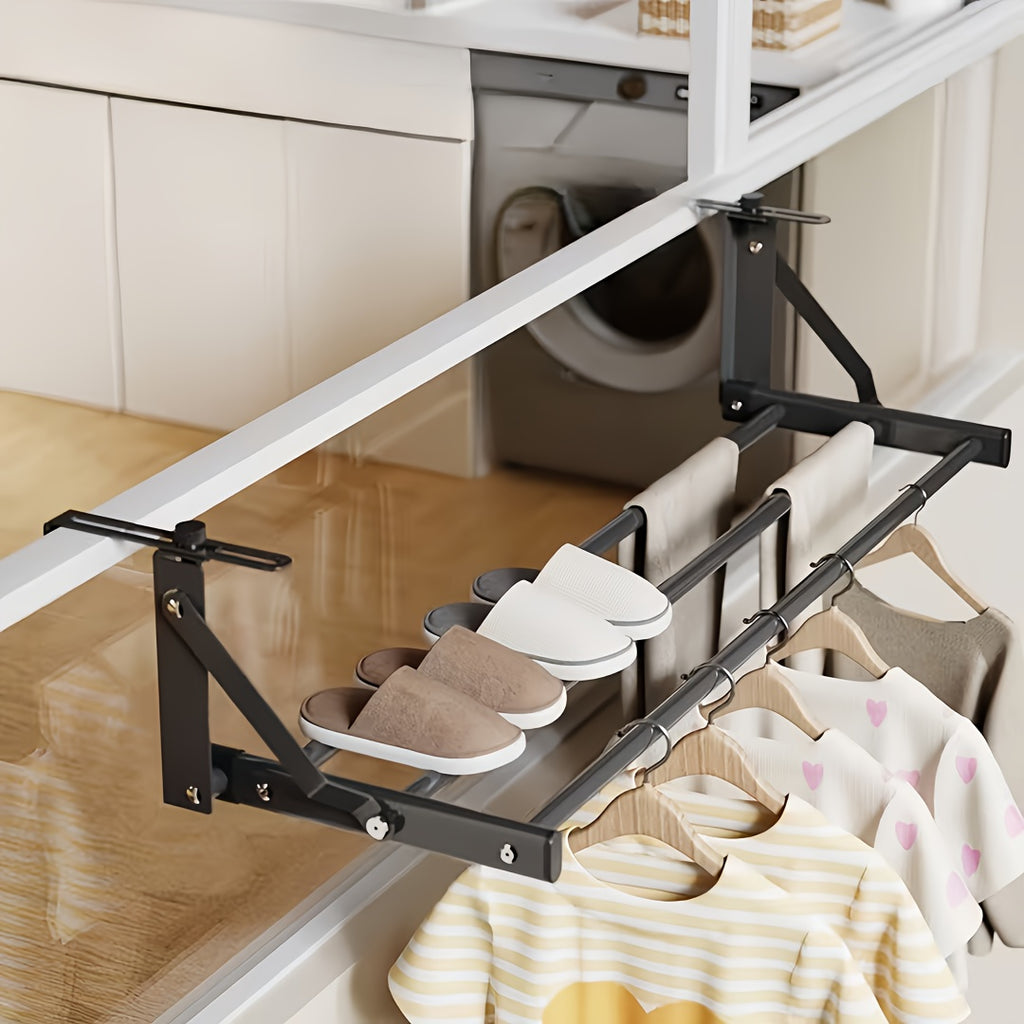 A Metal Drying Rack That Hangs on a Radiator, Featuring an Easy-To-Install Hot Water Heater Drying Rack with Two Rods for Hanging Clothes, Socks, Shoes, And Winter Clothing Storage, Drying Racks