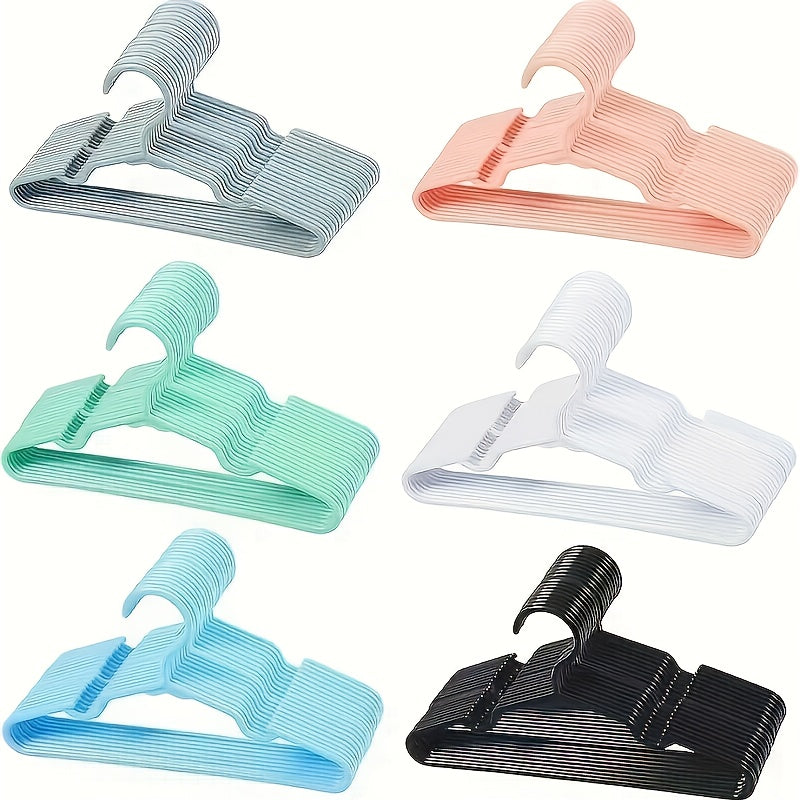 10pcs Large Capacity Hard Plastic Hangers - Ergonomic Curved Design, Multi-Color Options (Gray, Pink, Green, White, Blue) for Shirts, Dresses & Clothing Storage