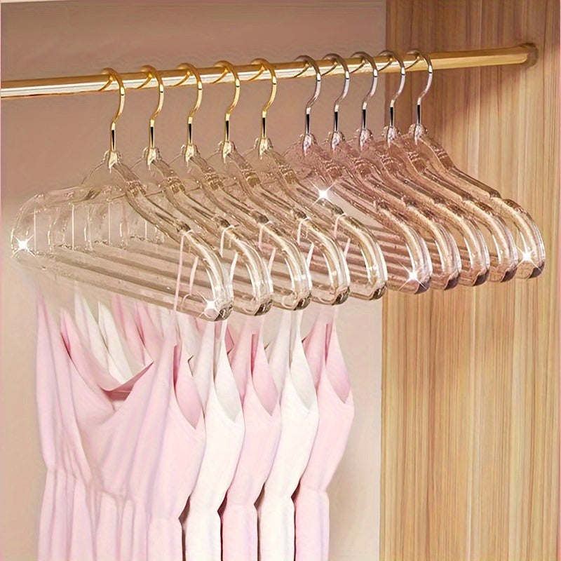 10pcs Acrylic Transparent Clothes Hanger, Non Marking and Anti Slip Clothes Hanger