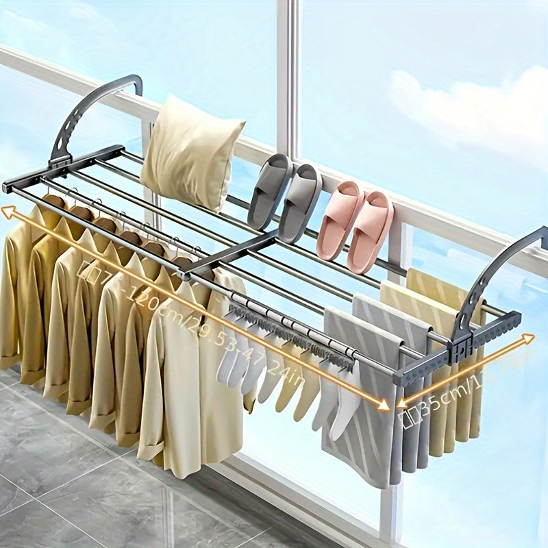 Space-Saving Adjustable Outdoor Clothes Drying Rack| Plastic Material| Space-Saving| Home Gift, Drying Racks