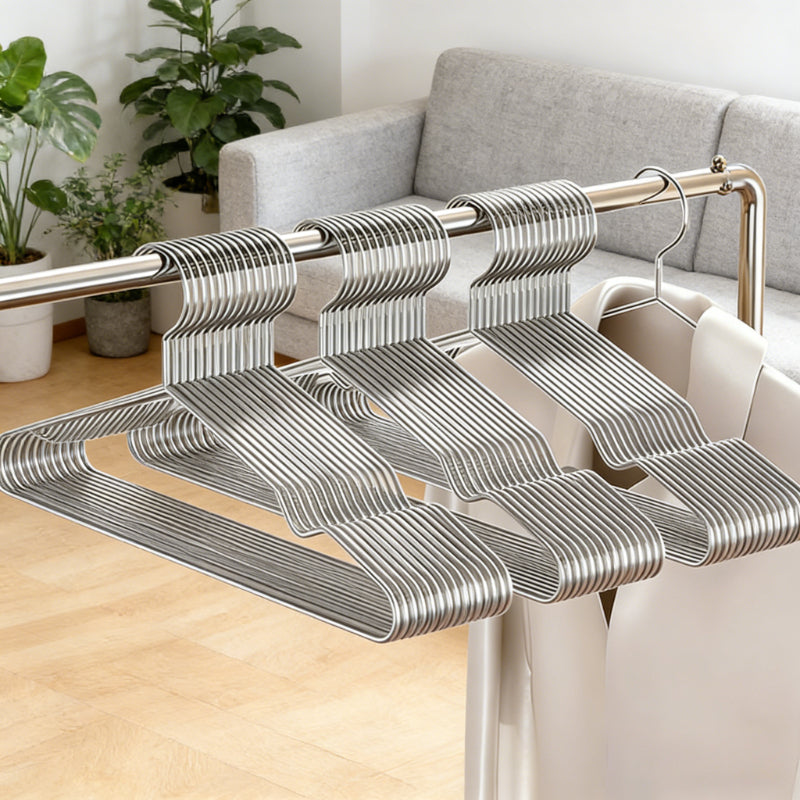 20pcs Space-Saving Slim Metal Hangers, Drying Racks, Silver Stainless Steel with Non-Slip Grip, Suitable for Hanging Everyday Outfits & Business Attire in Small Closets & Entryways, Drying Racks