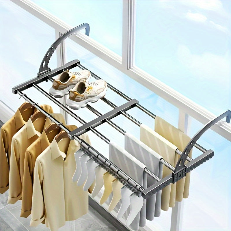 Space-Saving Adjustable Outdoor Clothes Drying Rack| Plastic Material| Space-Saving| Home Gift, Drying Racks