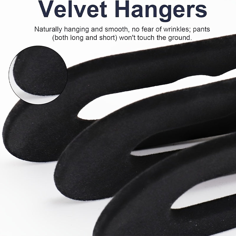 16\u002F32pcs Velvet Trouser Rack, Black Non-slip Felt Slack\u002Ftrouser Rack, Ultra-thin Smooth Heavy Space-saving Wardrobe Hanger with 360 Rotating Hook, Shorts, Jeans, Suit Pants, Towel Vest Hanger.