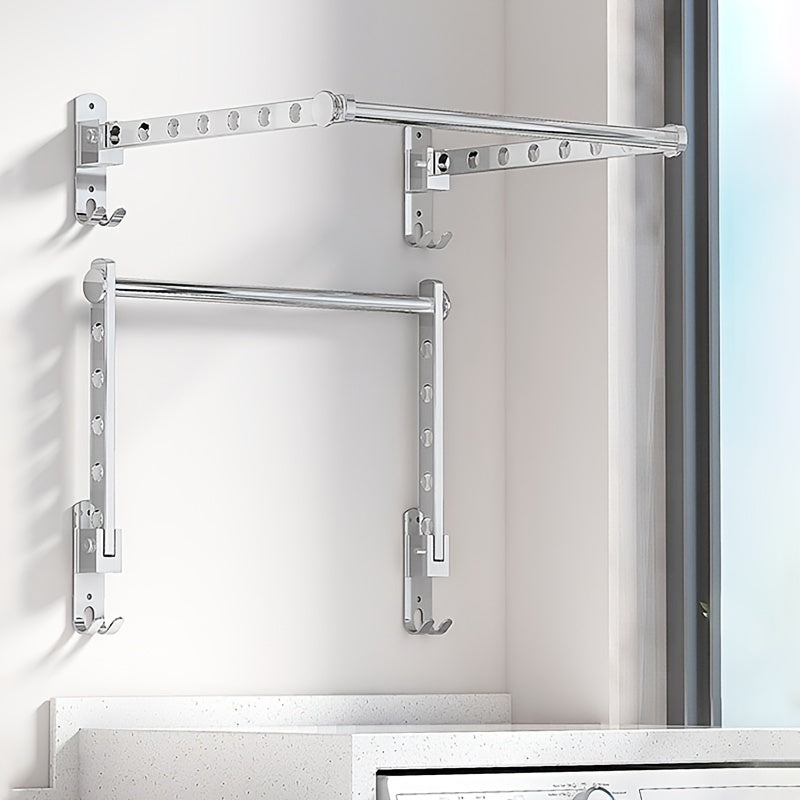 Wall-mounted Double Rod 6-hole\u002F8-hole\u002F10-hole Foldable Concealed Drying Rack with Hanging Bar, Suitable for Small Balconies and Bathrooms., Drying Racks