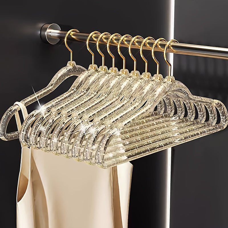 10pcs Acrylic Transparent Clothes Hanger, Non Marking and Anti Slip Clothes Hanger
