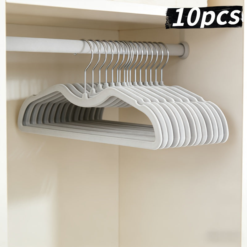 Flocked Short-neck Hanger, Space-saving Short-style Hanger for Home Use, Drying Rack, Plastic Clothes Hanger