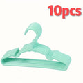 10pcs Large Capacity Hard Plastic Hangers - Ergonomic Curved Design, Multi-Color Options (Gray, Pink, Green, White, Blue) for Shirts, Dresses & Clothing Storage