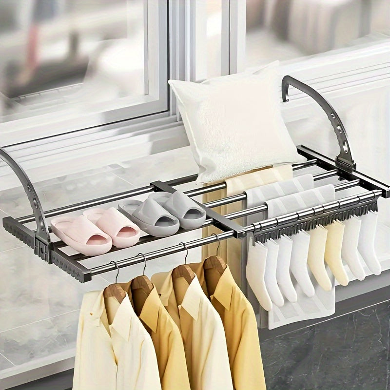 Space-Saving Adjustable Outdoor Clothes Drying Rack| Plastic Material| Space-Saving| Home Gift, Drying Racks