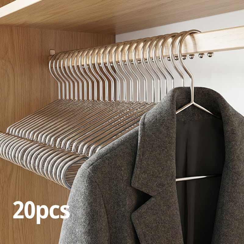 20pcs Space-Saving Slim Metal Hangers, Drying Racks, Silver Stainless Steel with Non-Slip Grip, Suitable for Hanging Everyday Outfits & Business Attire in Small Closets & Entryways, Drying Racks