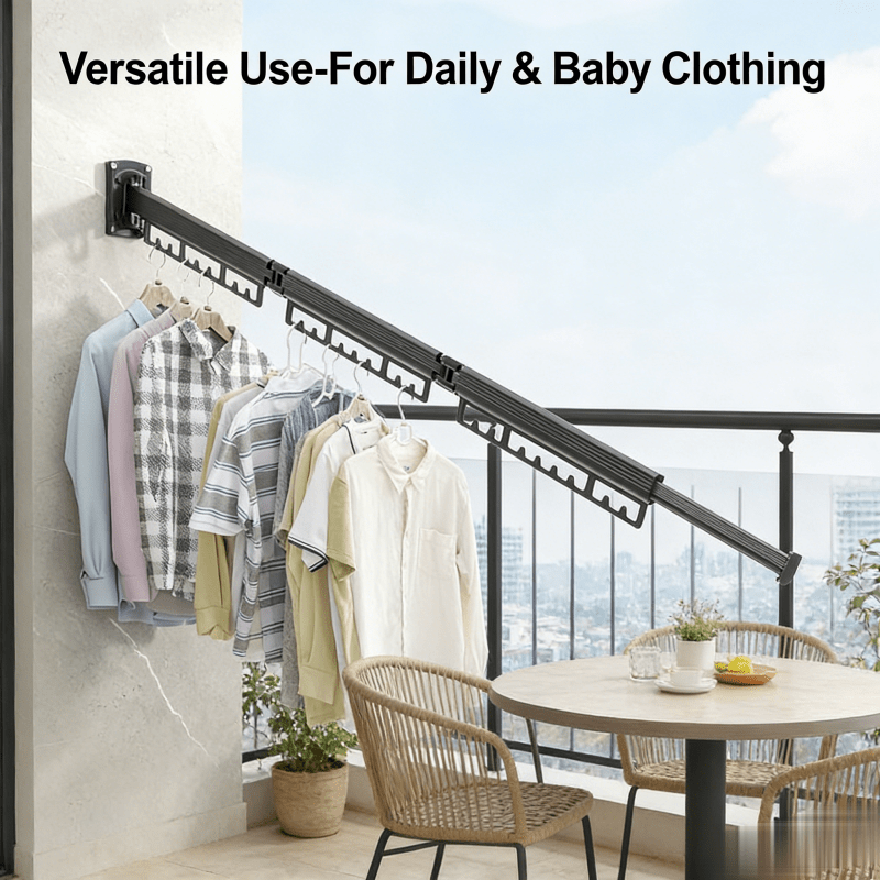A Large-capacity Drying Pole with Extended Length to Meet the Drying Needs of the Whole Family. Its Pressure-resistant Structure Offers Strong Load-bearing Capacity, with Smooth Push-pull Operation for Easy Storage. It Solves the Laundry Accumulation