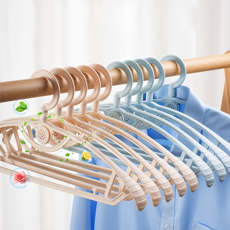 Set Of 10 Anti Slip Widened Aromatherapy Hangers - Thickened And Sturdy Plastic Hooks with Aromatherapy Diffusers, Suitable for Wardrobes And Wardrobes, Saving Space