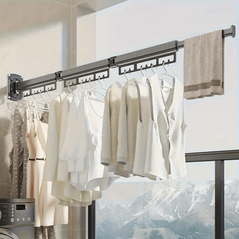 A Large-capacity Drying Pole with Extended Length to Meet the Drying Needs of the Whole Family. Its Pressure-resistant Structure Offers Strong Load-bearing Capacity, with Smooth Push-pull Operation for Easy Storage. It Solves the Laundry Accumulation