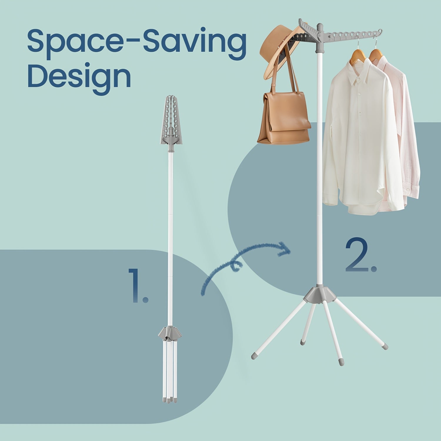 Clothes Drying Rack, 59-Inch Folding Laundry Drying Rack with 3 Rotatable Arms for Hangers, 4 Legs, Stainless Steel, for 27pcs Of Clothes, Drying Racks