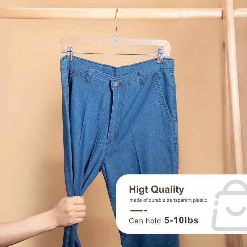 Transparent Plastic Skirt Hanger with Adjustable Clip, 360-degree Rotation, Dimensions 6 Inches × 14 Inches. Clip-on Hook Suitable for Trousers, Dress Pants, Jeans, and Skirts, Keeping Your Wardrobe Neat and Organized at All Times