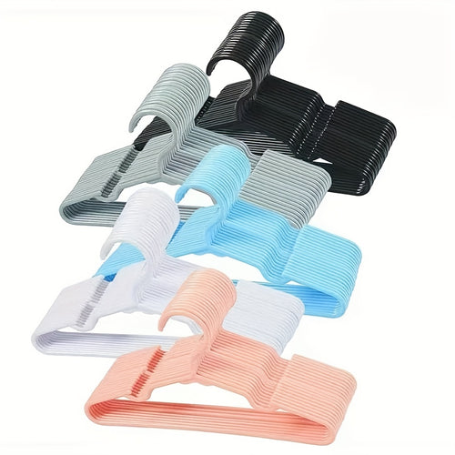 10pcs Large Capacity Hard Plastic Hangers - Ergonomic Curved Design, Multi-Color Options (Gray, Pink, Green, White, Blue) for Shirts, Dresses & Clothing Storage